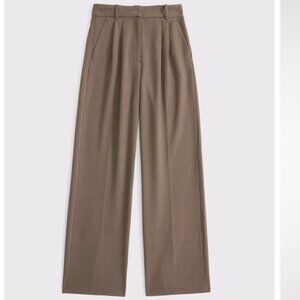 A&F Sloane Tailored Wide Leg Pant (Brown Plaid)